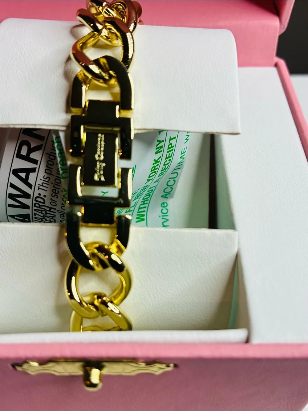 Juicy Couture Gold Heart Charm Watch with Pink Lip Charms